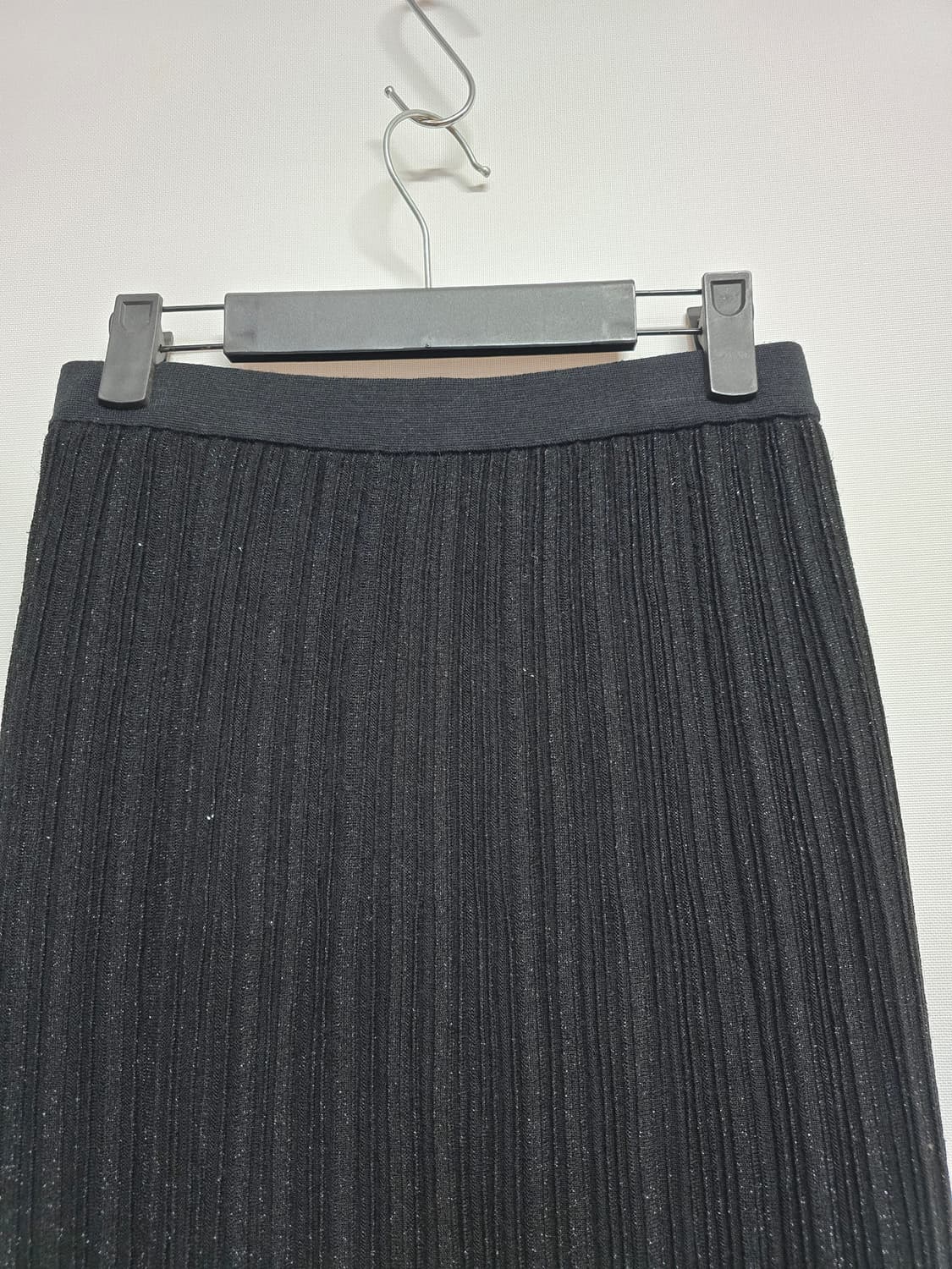 타임 블랙 플리츠 롱 스커트 언발란스 상품이미지5