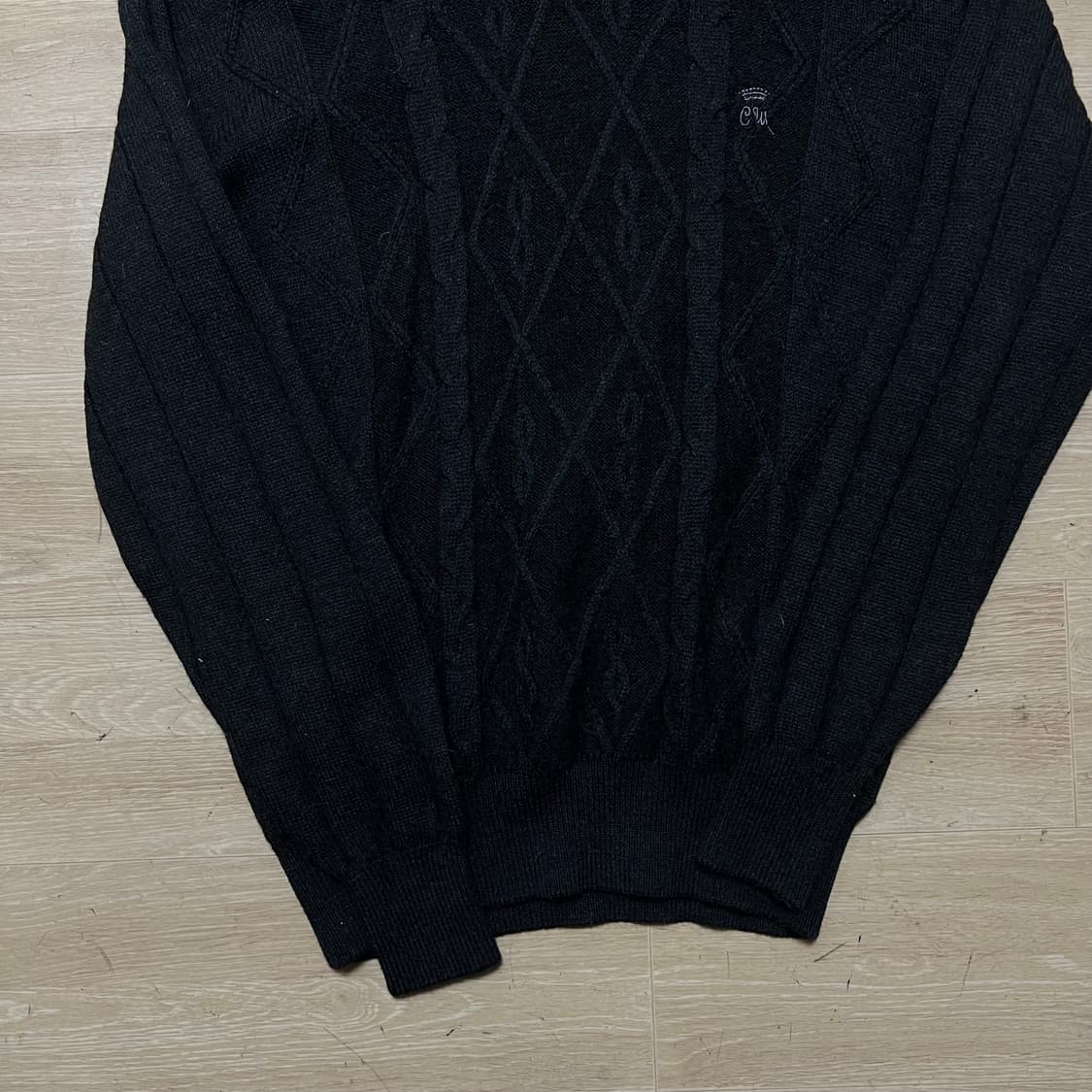 카운테스마라 여성 숄카라 울 패턴 니트 [블랙] M/95 상품이미지3