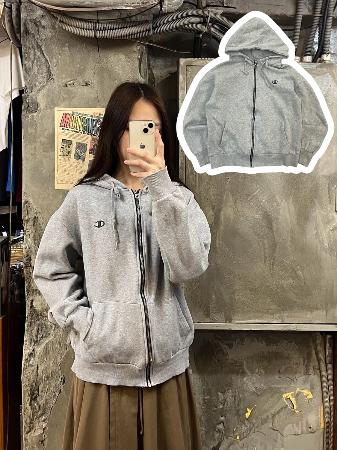 챔피온 후드집업 그레이 #csz938 상품이미지1