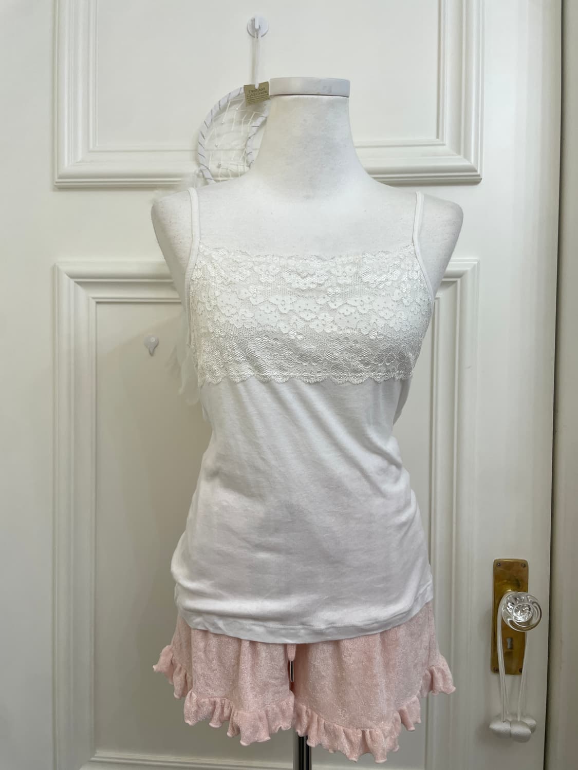 cute pink ruffle hoodie-zip&white lace s 상품이미지6