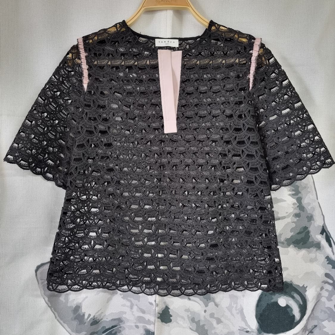 Sandro 산드로 블라우스 시스루 크롭 (55) 1회착/상태최상 상품이미지2