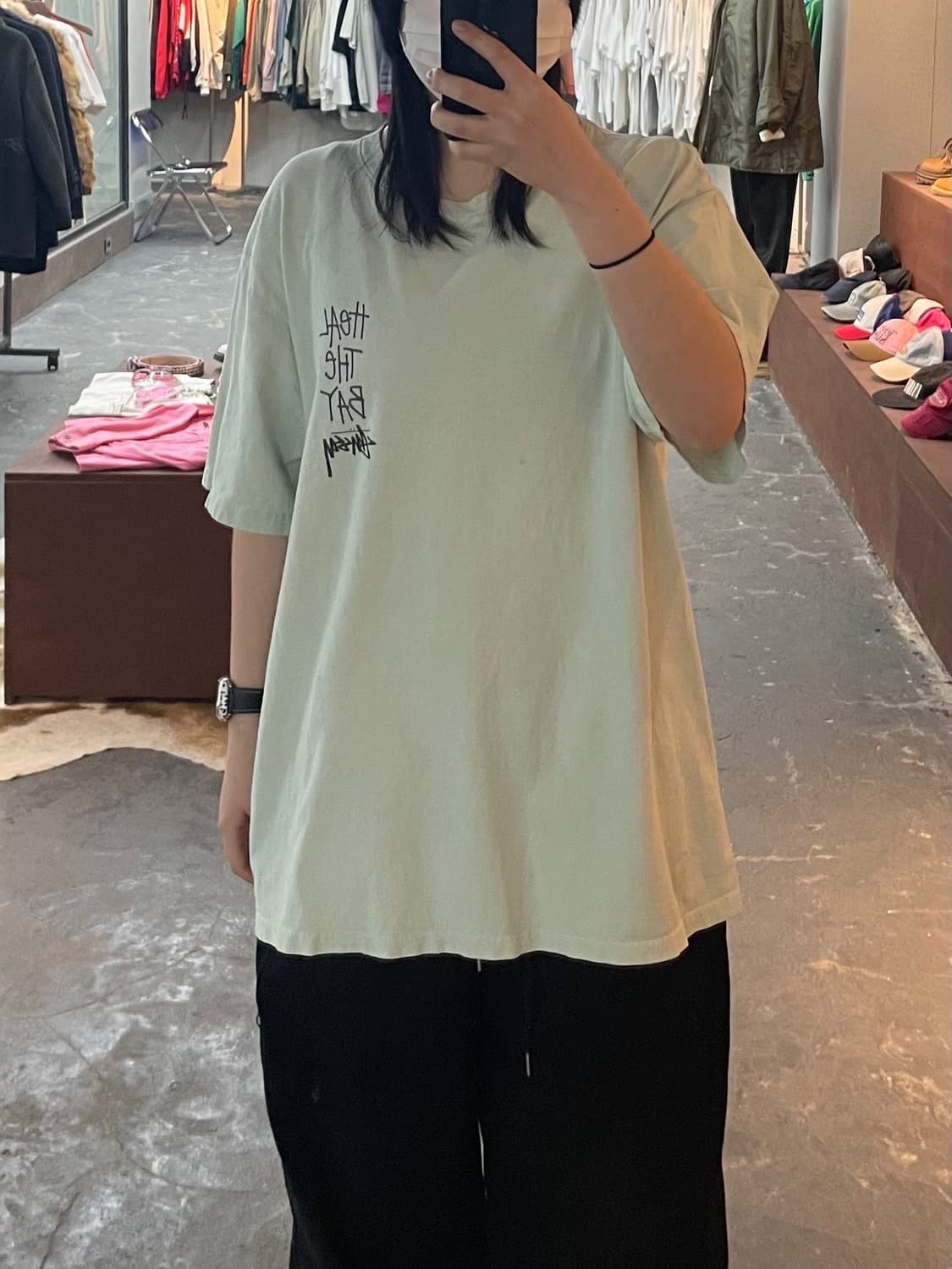 스투시 X 힐 더 베이 피그먼트 다이드 민트 반팔 H1904 상품이미지2