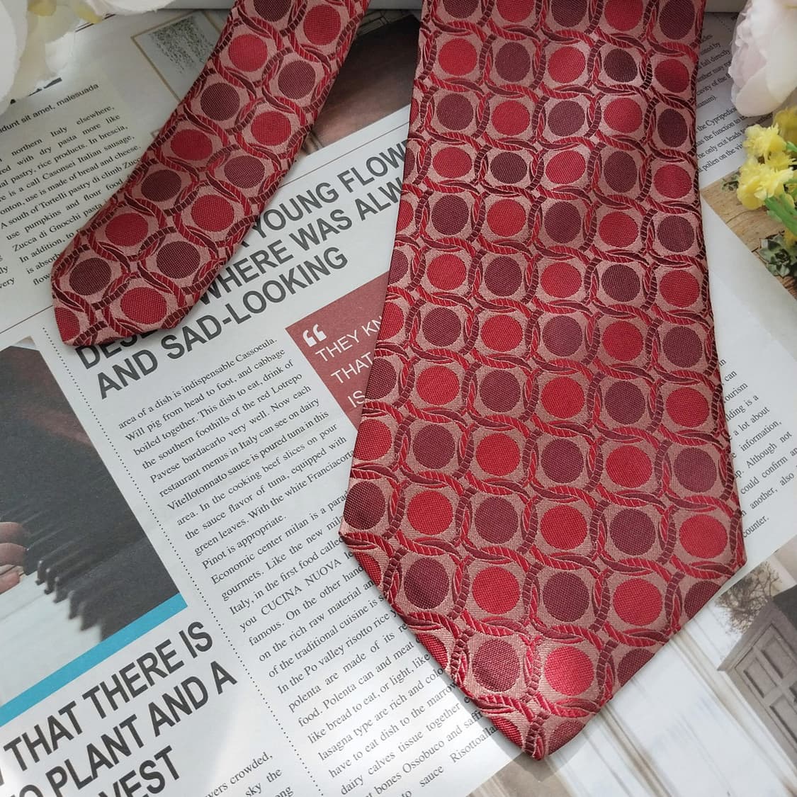 란셀 실크 레드 서클 패턴 넥타이 9.7cm A+등급  K1208
 상품이미지3