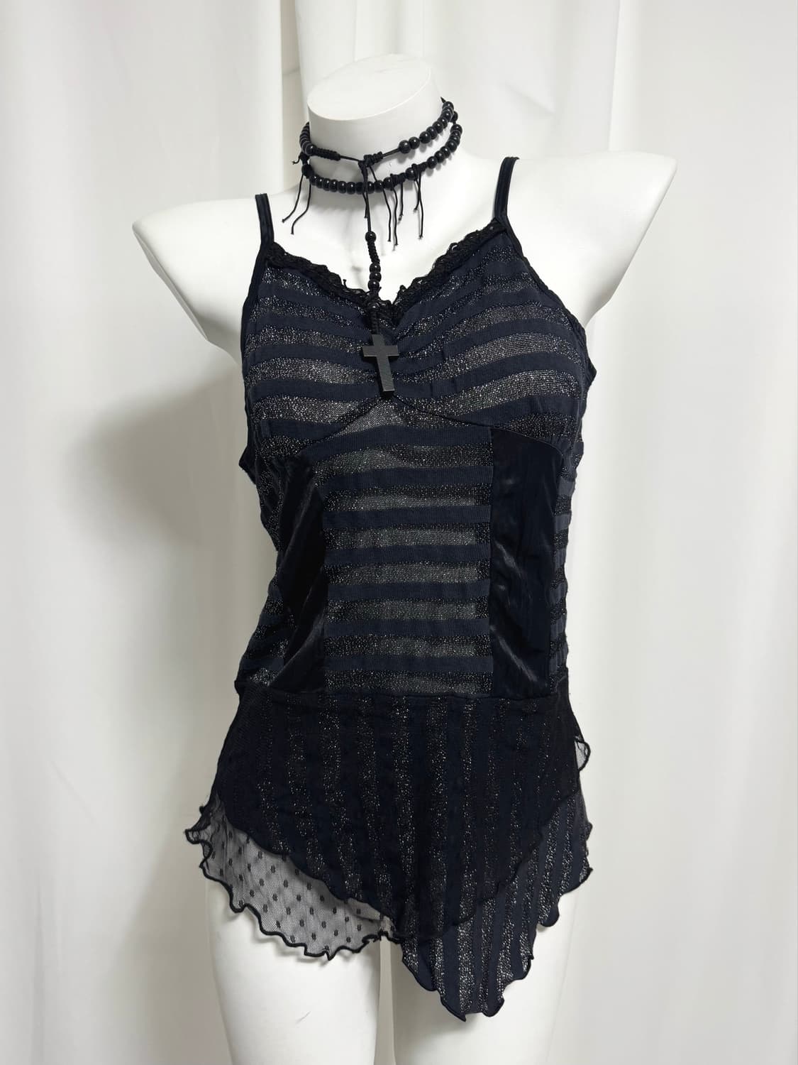 Stripe frill sleeveless 상품이미지1