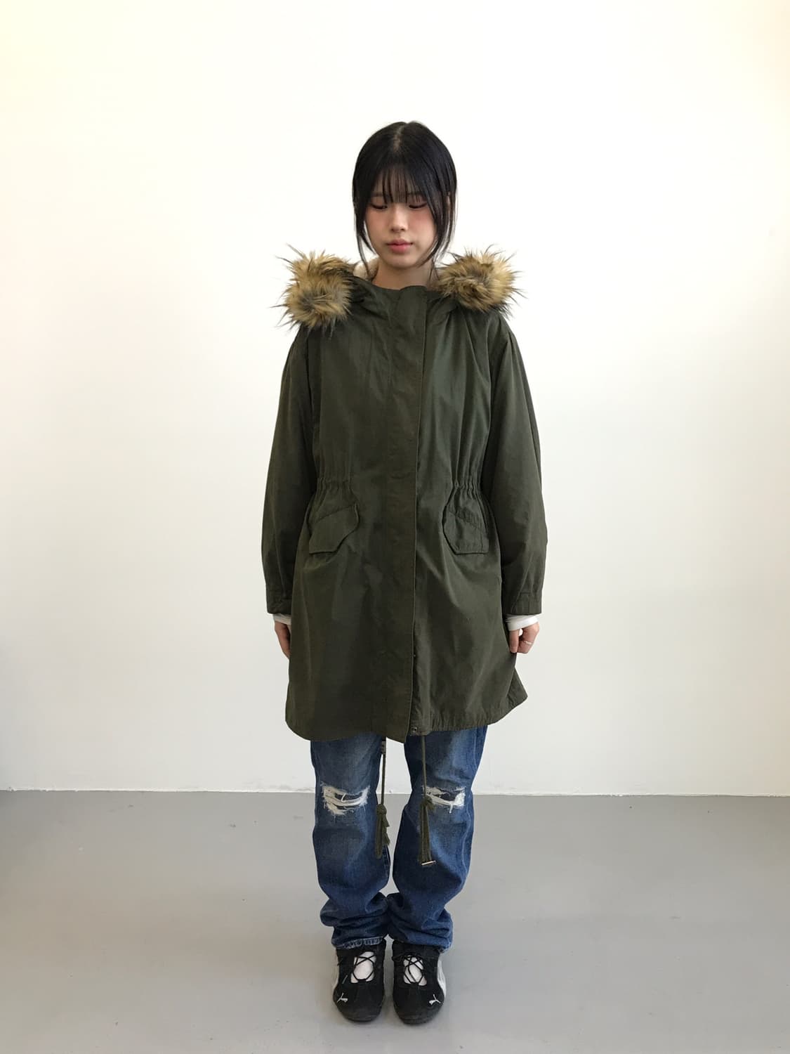  GLOBAL WORK Fur Hood Parka Olive 상품이미지1