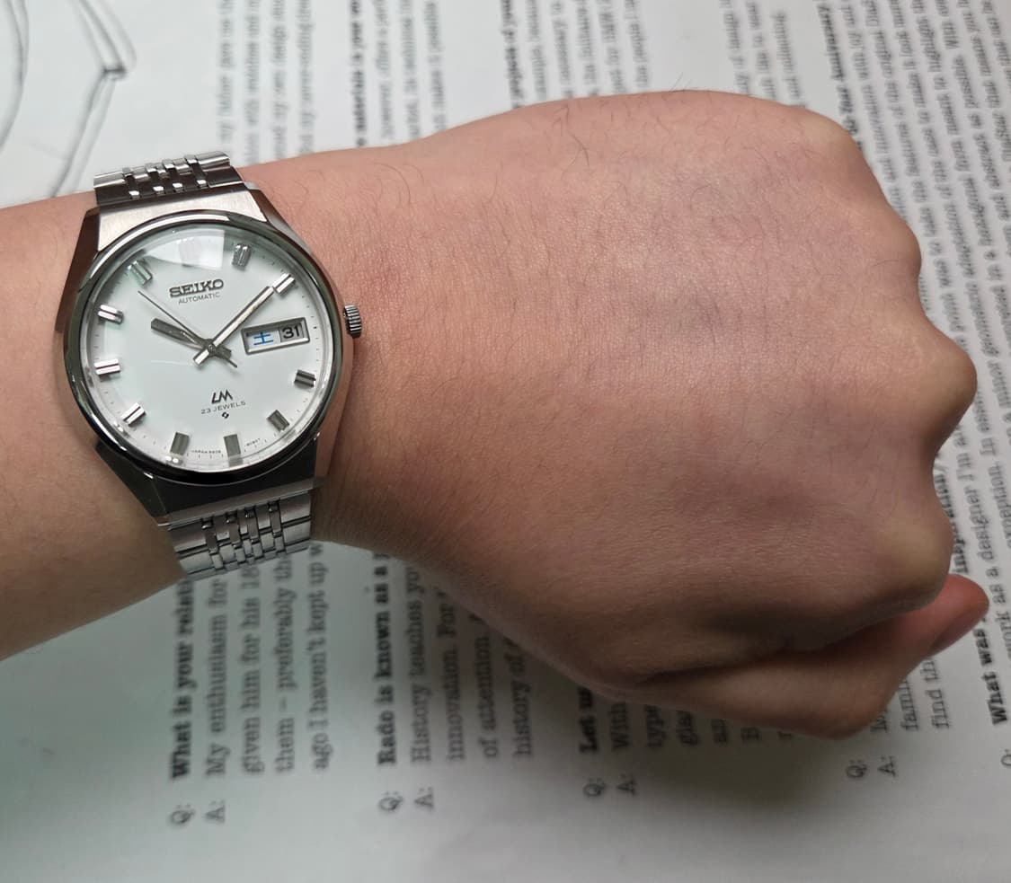 레어] 빈티지 세이코 LM로드매틱 화이트판 한자 데이데이트 쌀알 브레이슬 상품이미지8