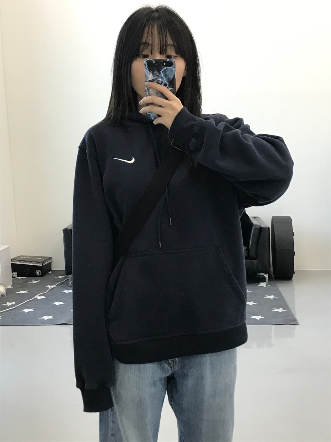 나이키 로고 네이비 후드 상품이미지2