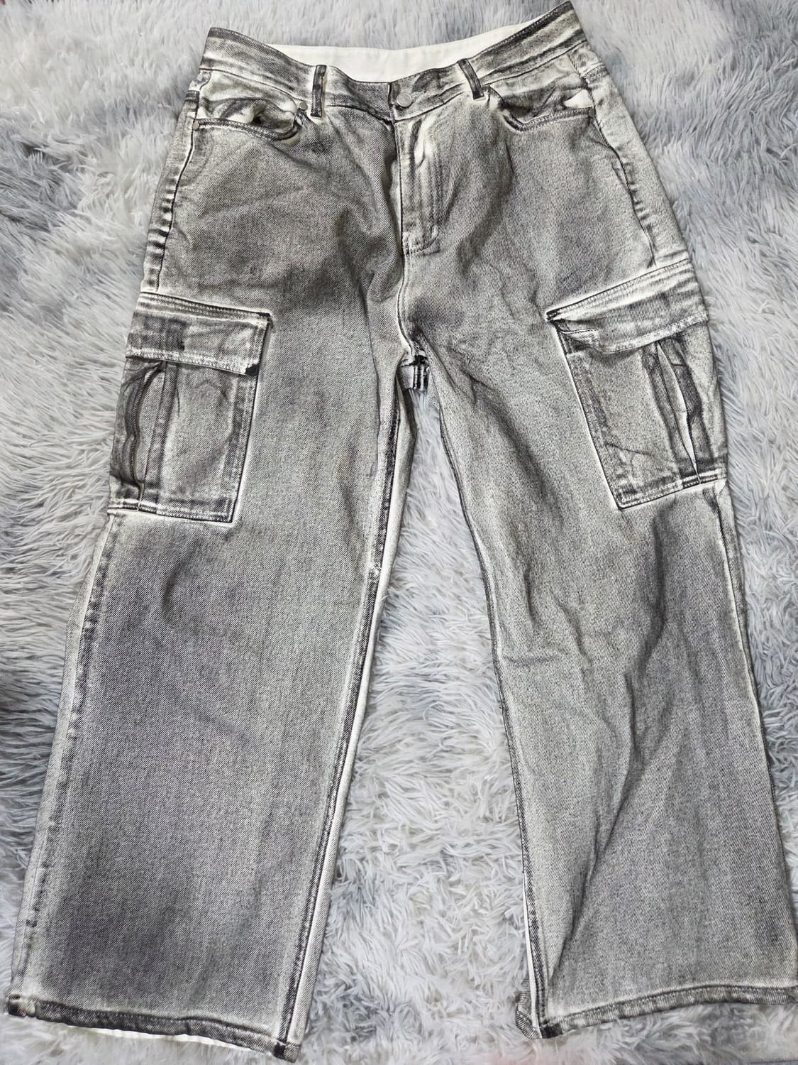 웰덜 그레이 워싱 카고 데님 팬츠 상품이미지1