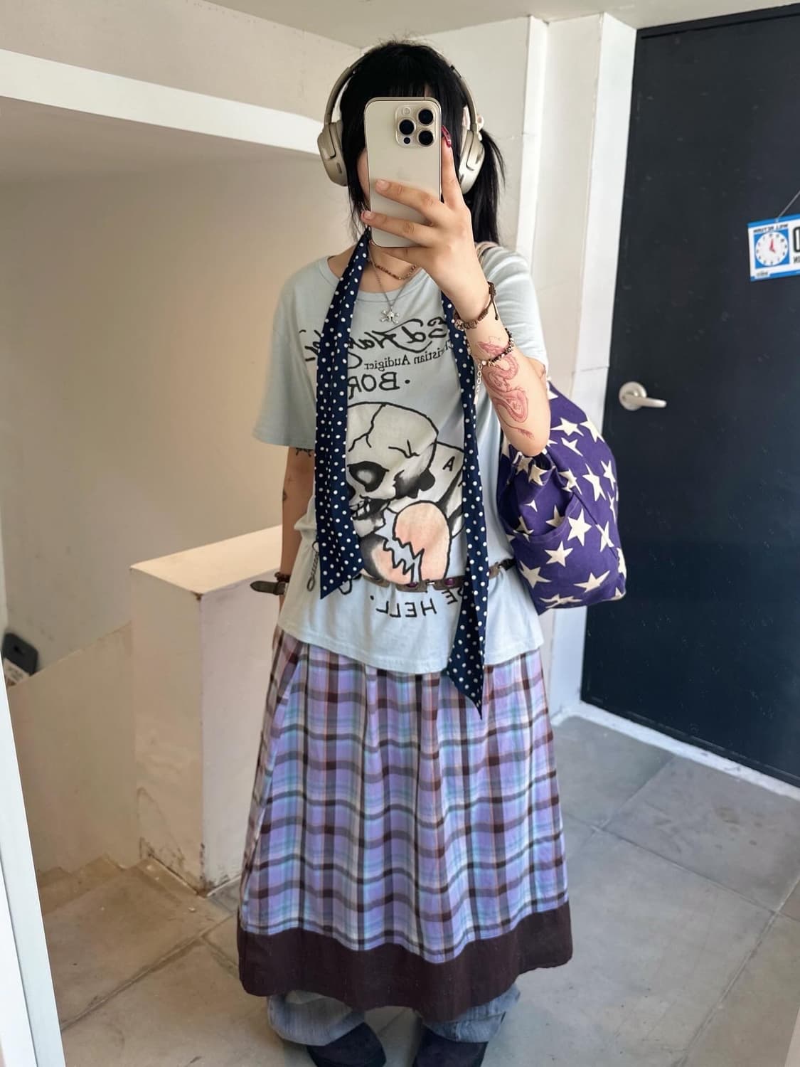 Skull printing a light blue short-sleeve 상품이미지1