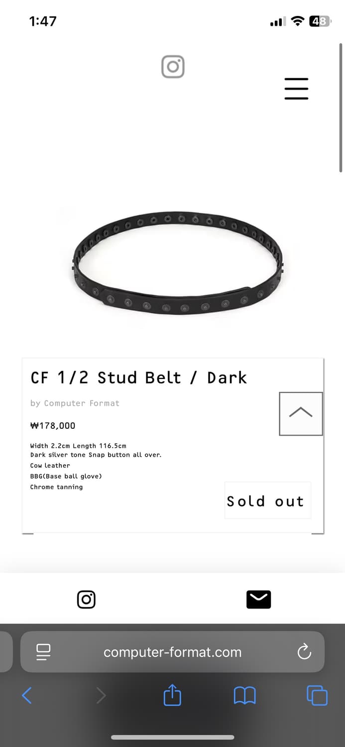 (구매) 컴퓨터포맷 computer format 스터드 벨트 상품이미지1