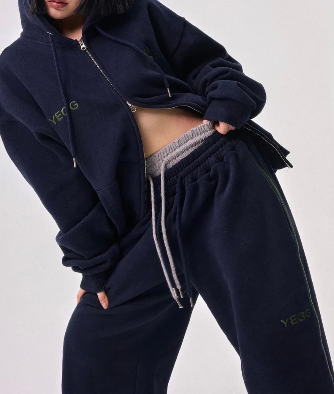 예그 더블 밴딩 팬츠 네이비 상품이미지1