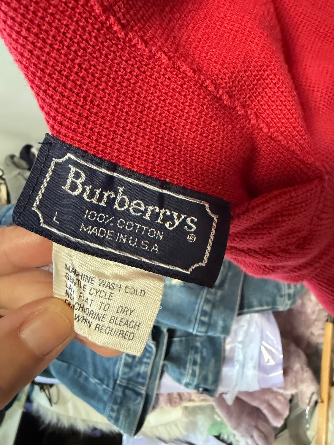 빈티지 올드 Burberrys USA 코튼 양면 가디건 L 상품이미지5