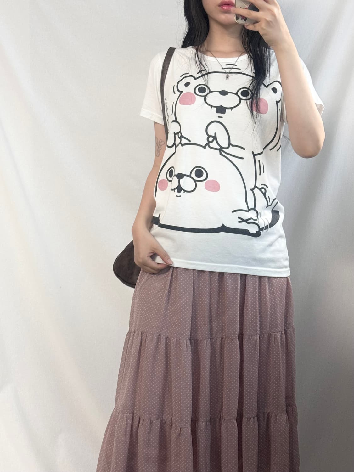 요시 스탬프 티 도트 롱 스커트 2pcs SET 상품이미지2