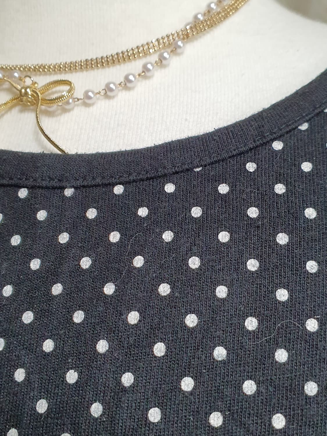 [일본빈티지] 너드모리 블랙 도트 레이스 긴팔 티셔츠 상품이미지4