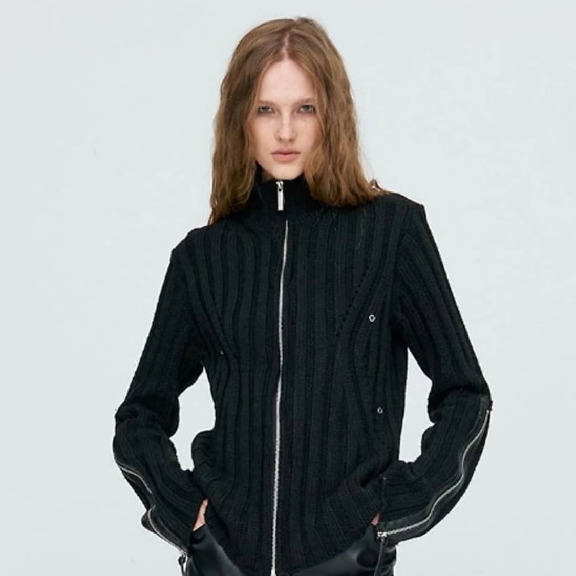 NACHE KNIT ZIP-UP BLACK 상품이미지5