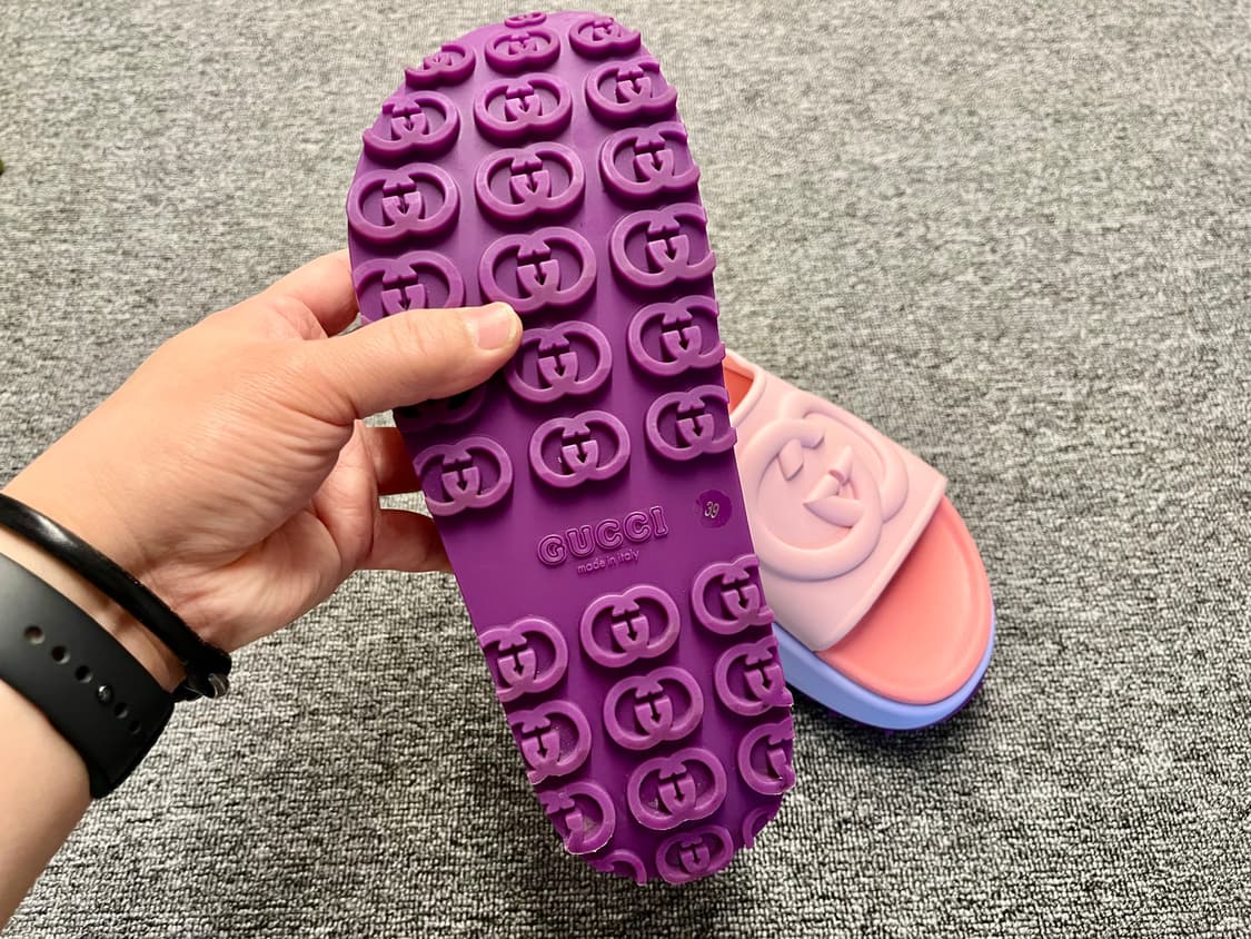 [255] 구찌 인터로킹 뮬 슬리퍼 핑크 퍼플 새제품 39  상품이미지6