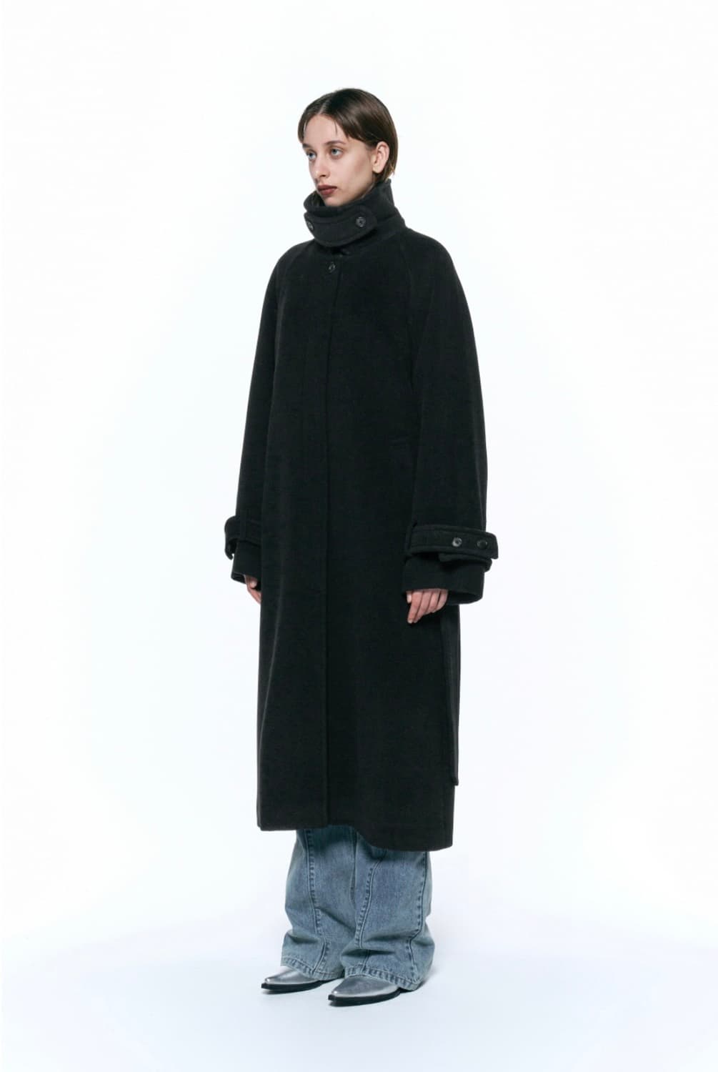 인사일런스 우먼 발마칸 로브 코트 BLACK 상품이미지2