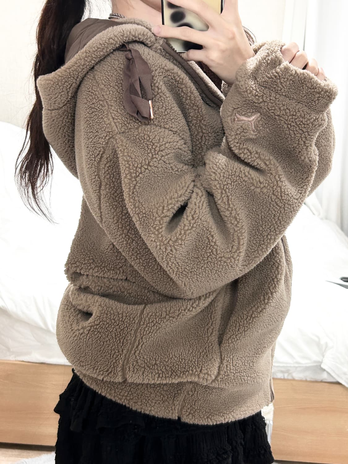 퓨마 스냅로고 초코 브라운 쉐르파 자켓 상품이미지5