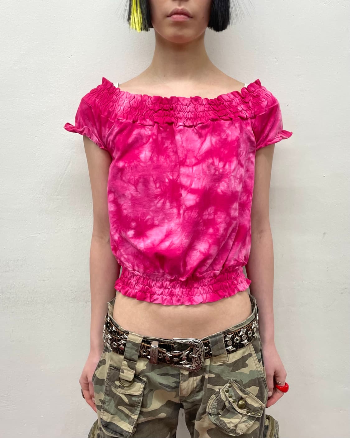 Pink Tie-tie Shirring T-Shirt  상품이미지1
