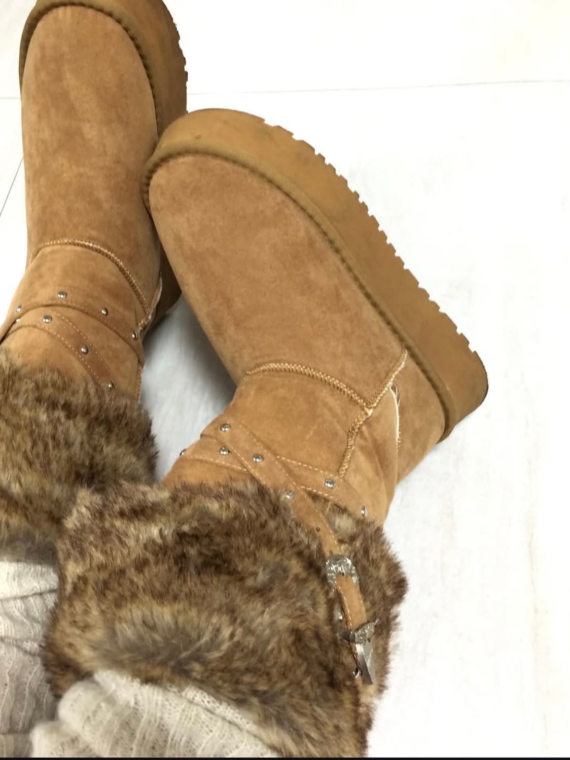 ꧁Western belt fur boots꧂ 웨스턴 퍼 부츠 상품이미지3