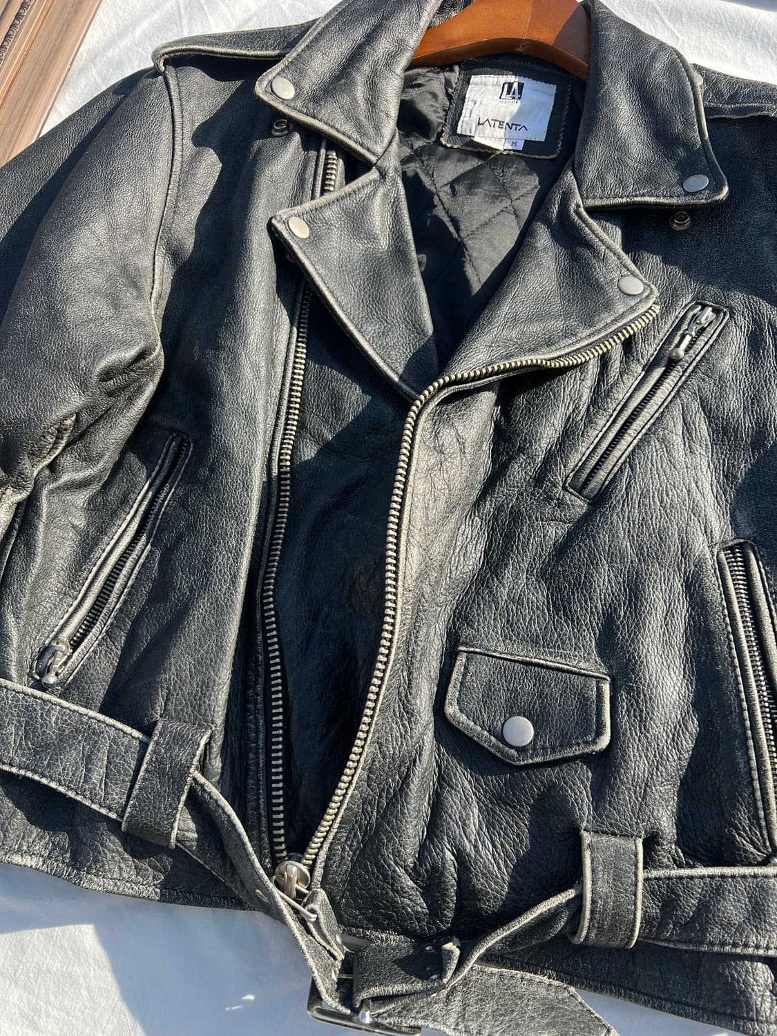 빈티지 블랙 레더 라이더 자켓 상품이미지5