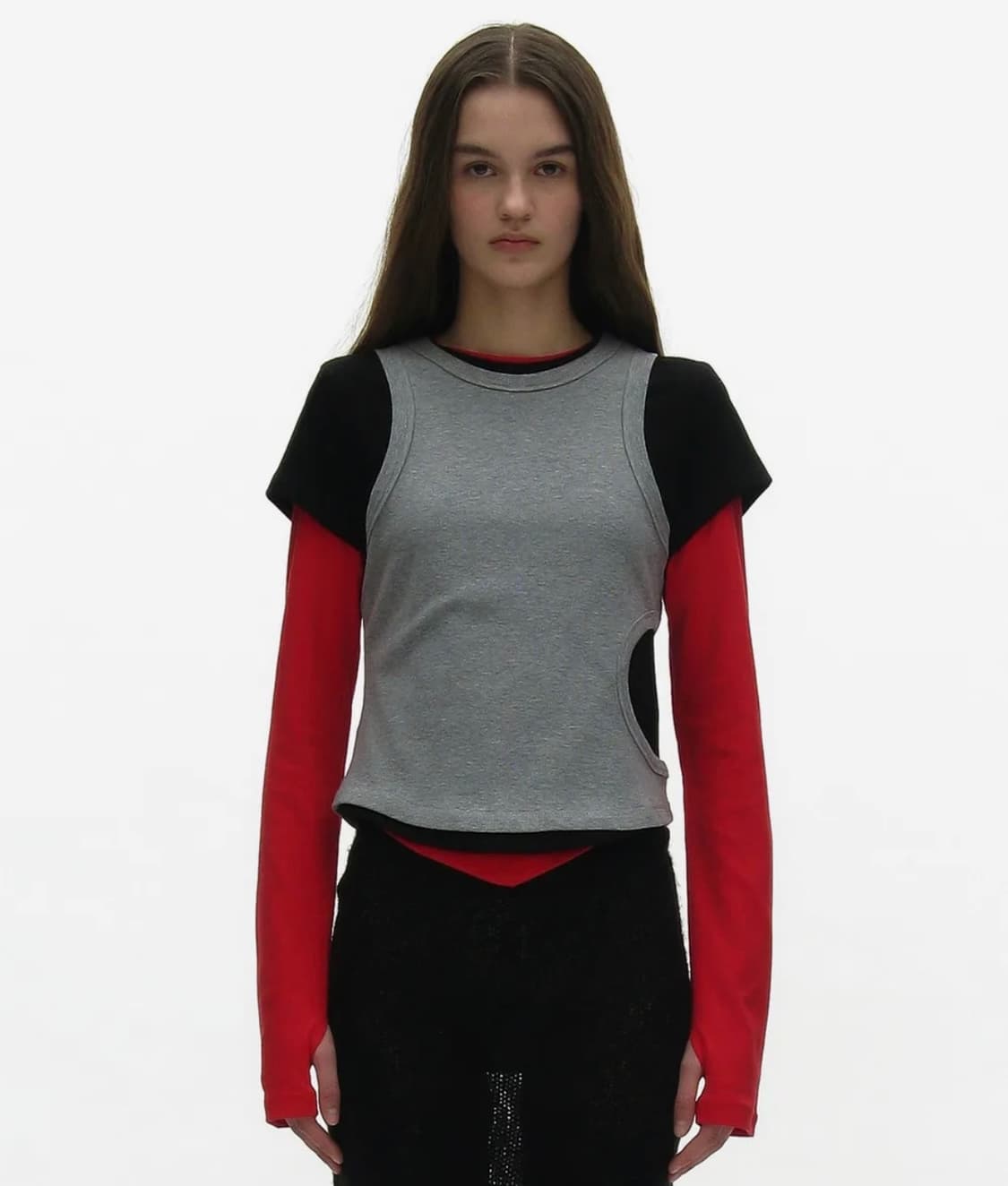 파르티멘토 우먼 3 in 1 레이어드 탑 레드 상품이미지1