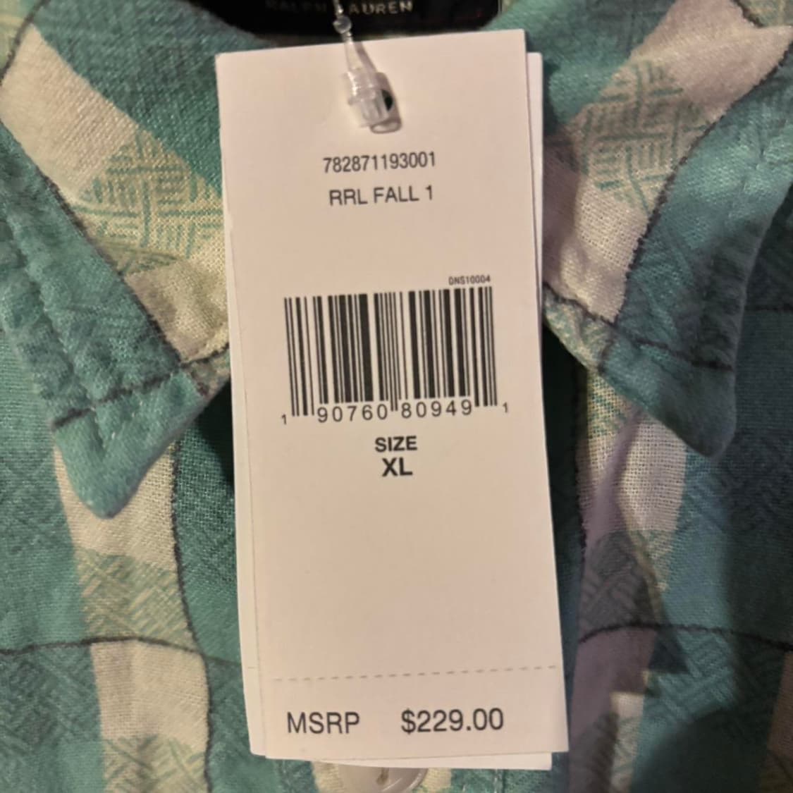 XL RRL FARRELL 셔츠 그린/크림 상품이미지4