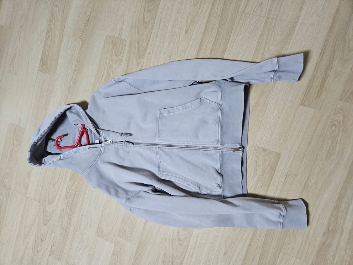 쿠어 가먼트 다잉 에센셜 후드 집업 워시드 그레이 M 상품이미지2