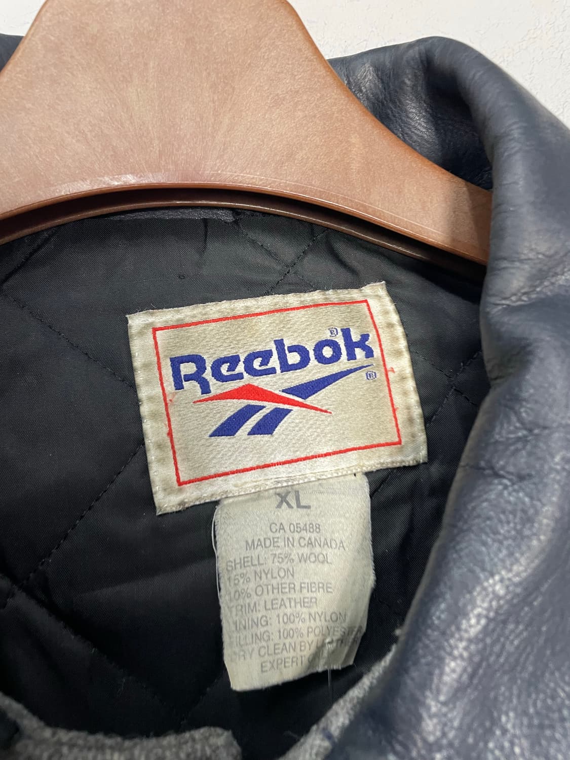 리복 90s 올드스쿨 레더 모직 배색 바시티 자켓 H2246 상품이미지5