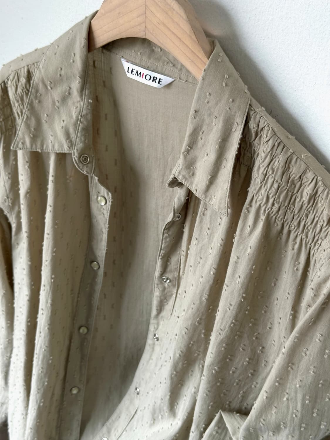 Design nep fabric shirred blouse shirt 상품이미지1