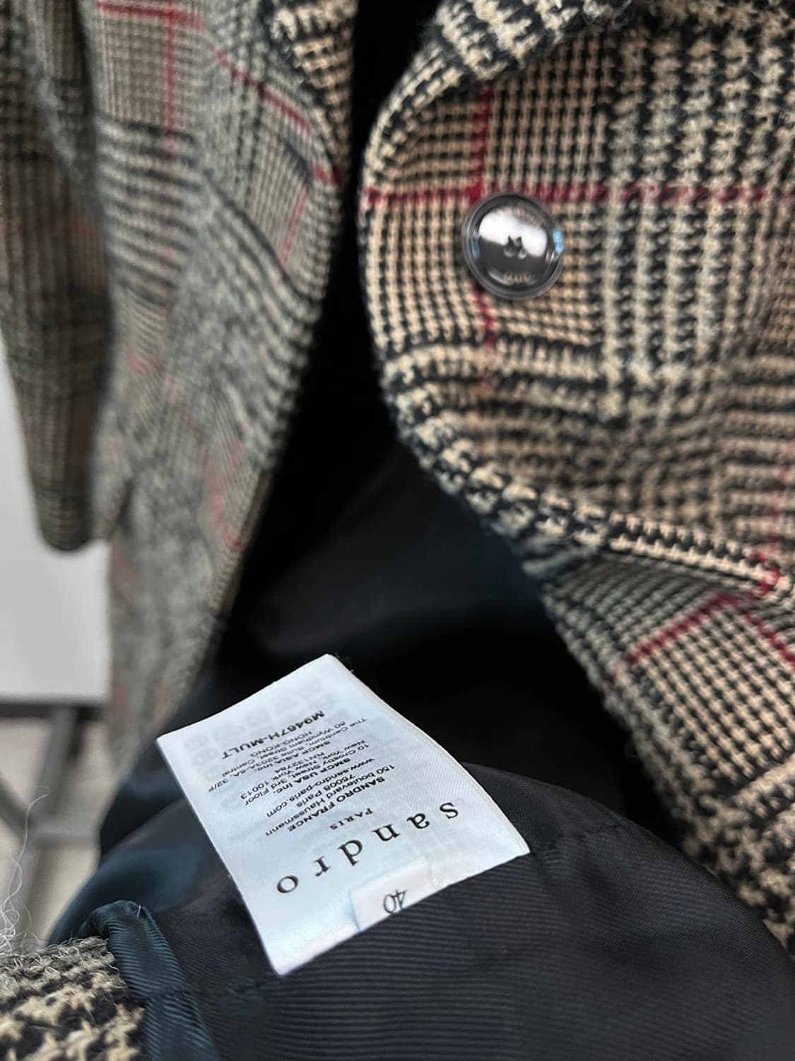 여) 산드로 울 체크코트  상품이미지8