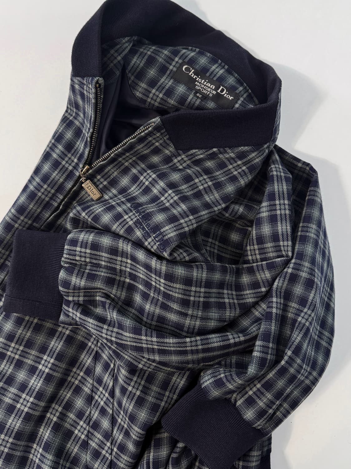 크리스찬 디올 90‘s 루즈핏 울 체크 블루종 자켓 상품이미지2