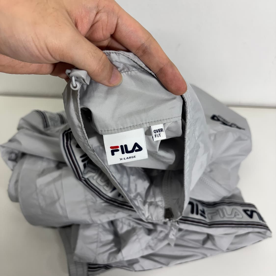 XL 휠라 FILA 라이트그레이 루즈오버핏 경량 바막자켓 상품이미지4