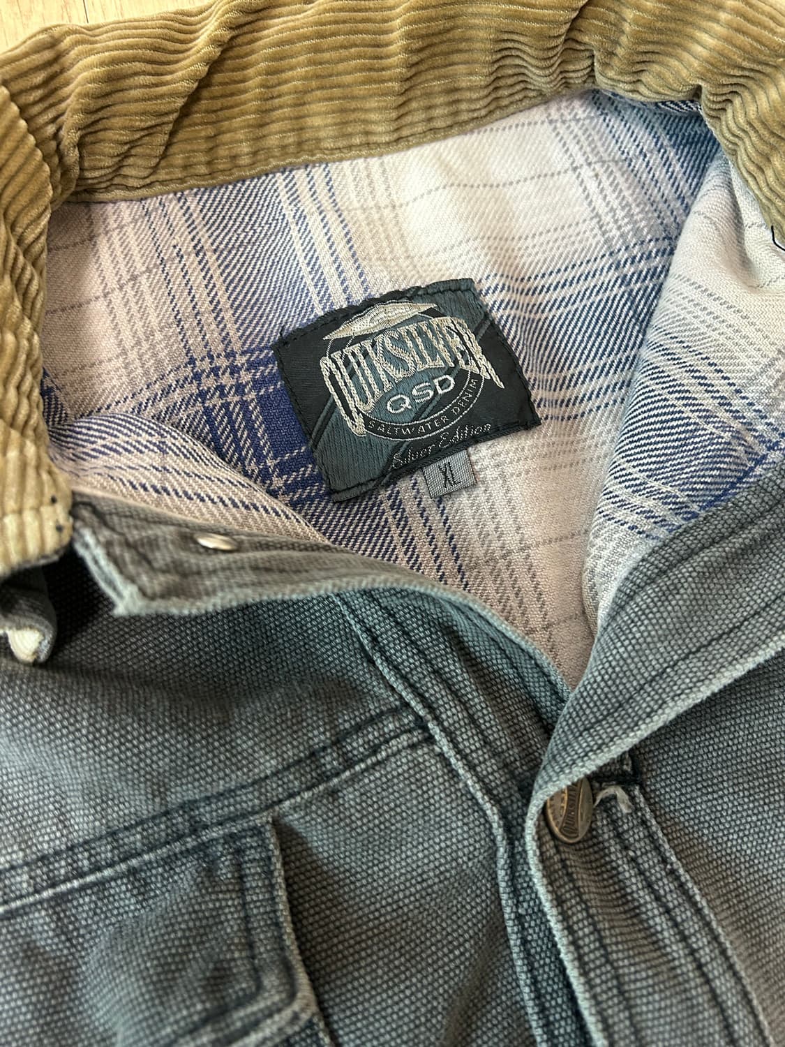 80s 퀵실버 솔트 워터 데님 USA 코듀로이 블랙 워싱 워크자켓 상품이미지5