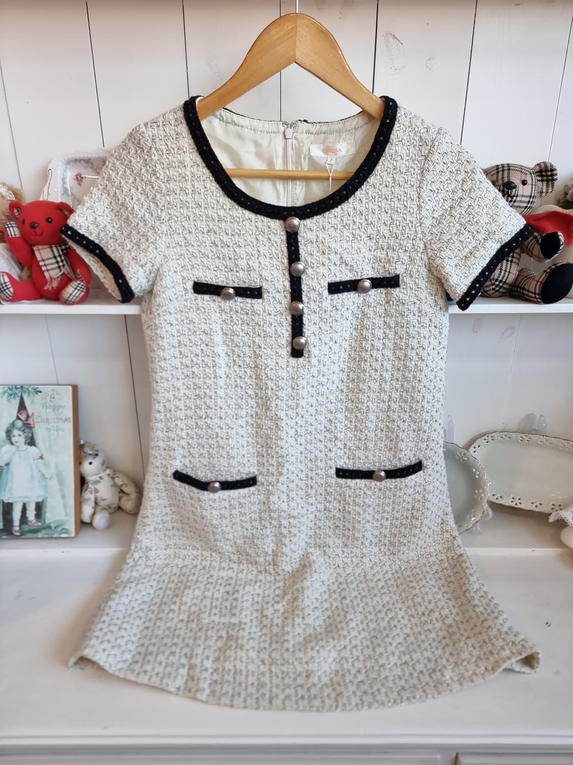 트위드 블랙 트리밍  원피스 상품이미지5