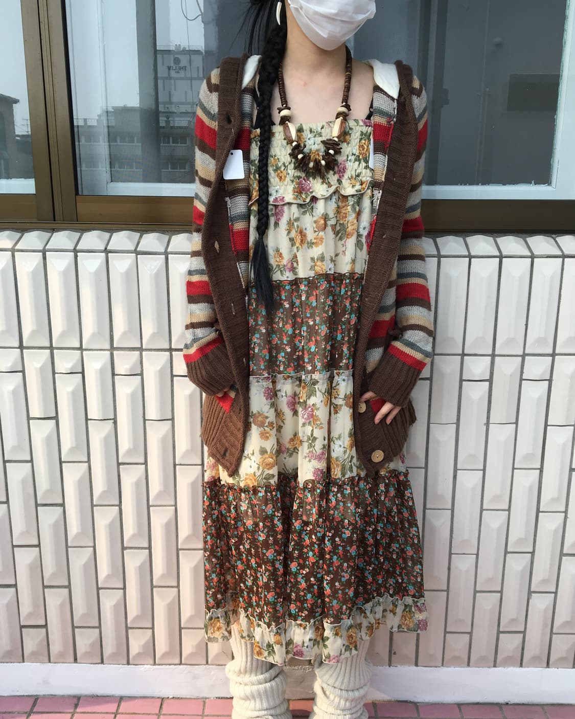 Stripe pattern hood knit cardigan 상품이미지5