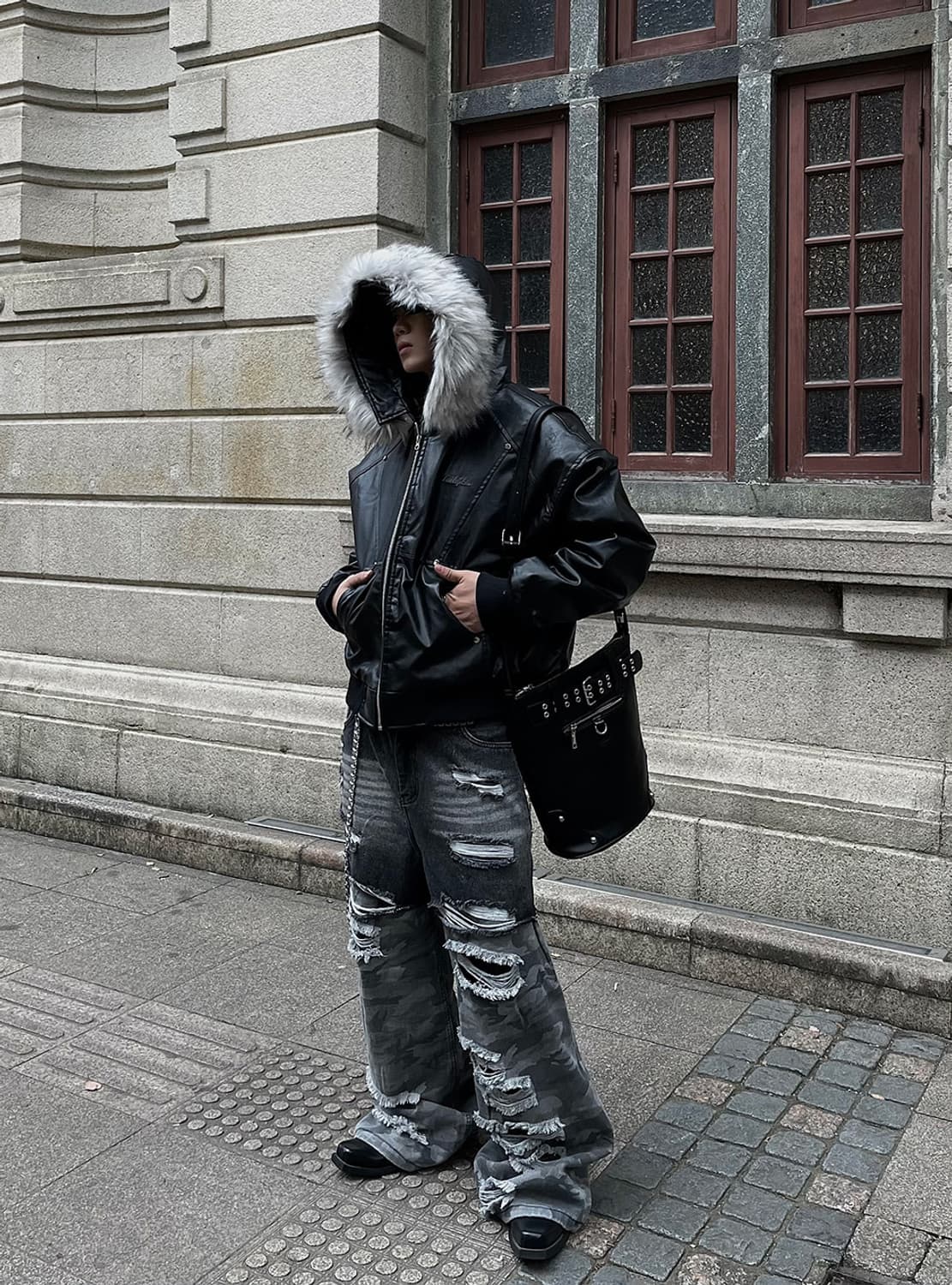 비엑세스 퍼자켓 [DARKFOG] Faux Leather Jacket 상품이미지2