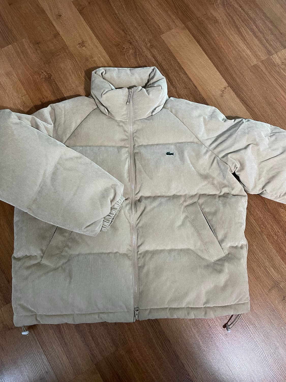 라코스테 코듀로이 크롭 숏 패딩 베이지 아우터 점퍼 상품이미지1