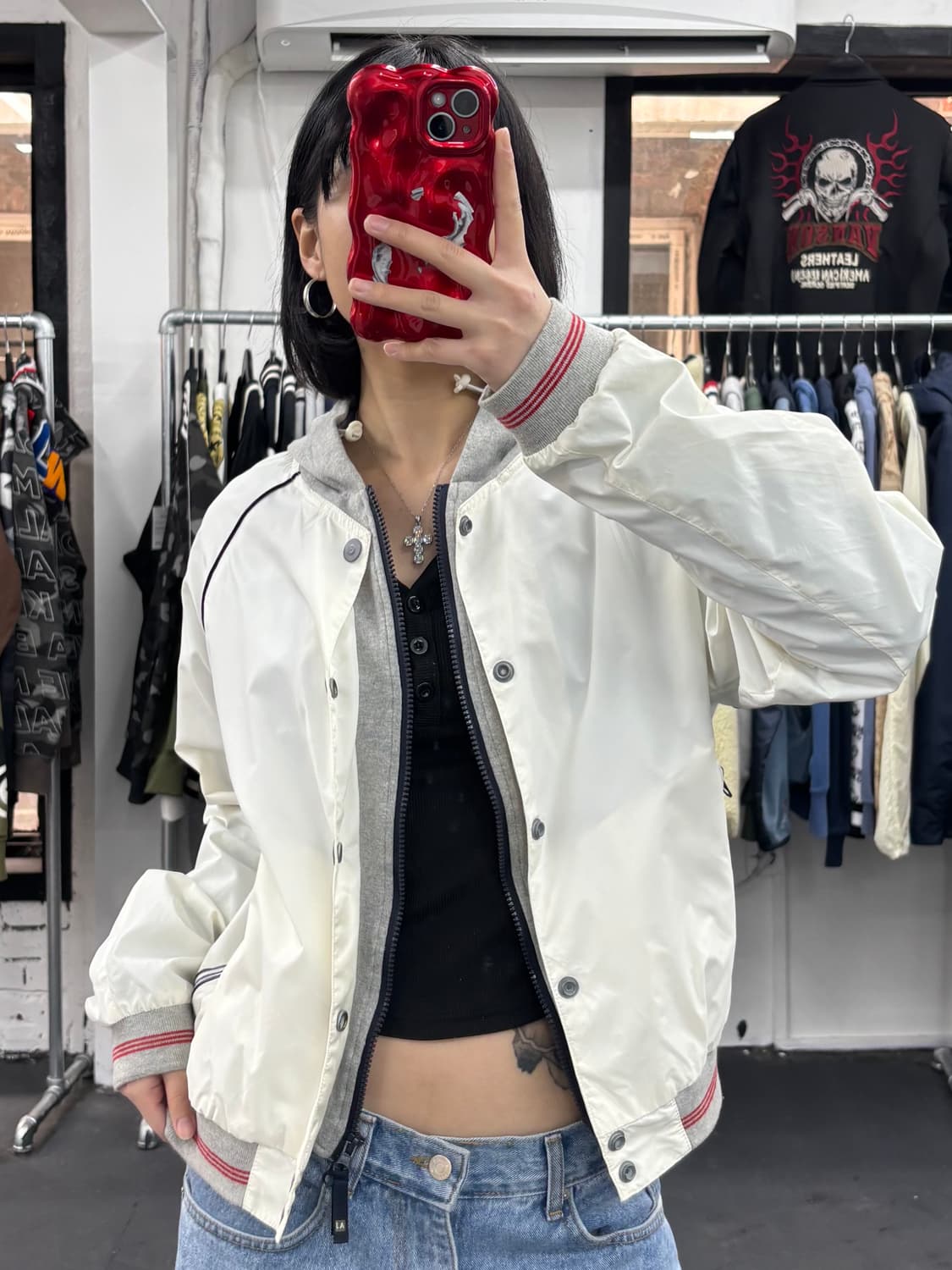 아르마니 진스 레이어드 나일론 후드 자켓 상품이미지1