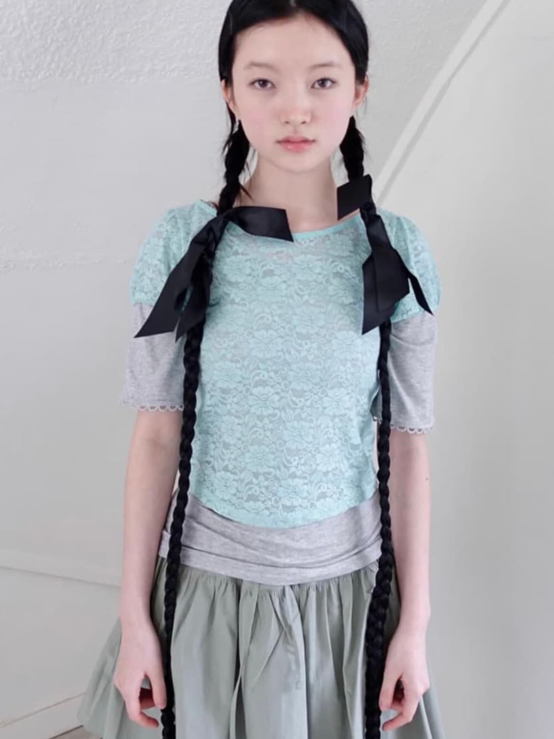 샵페어리 로지 레이스 하프 탑 상품이미지1