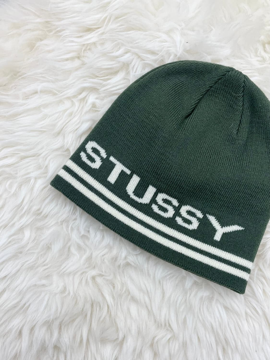 스투시 자카드 스트라이프 스컬캡 비니 다크그린 상품이미지3