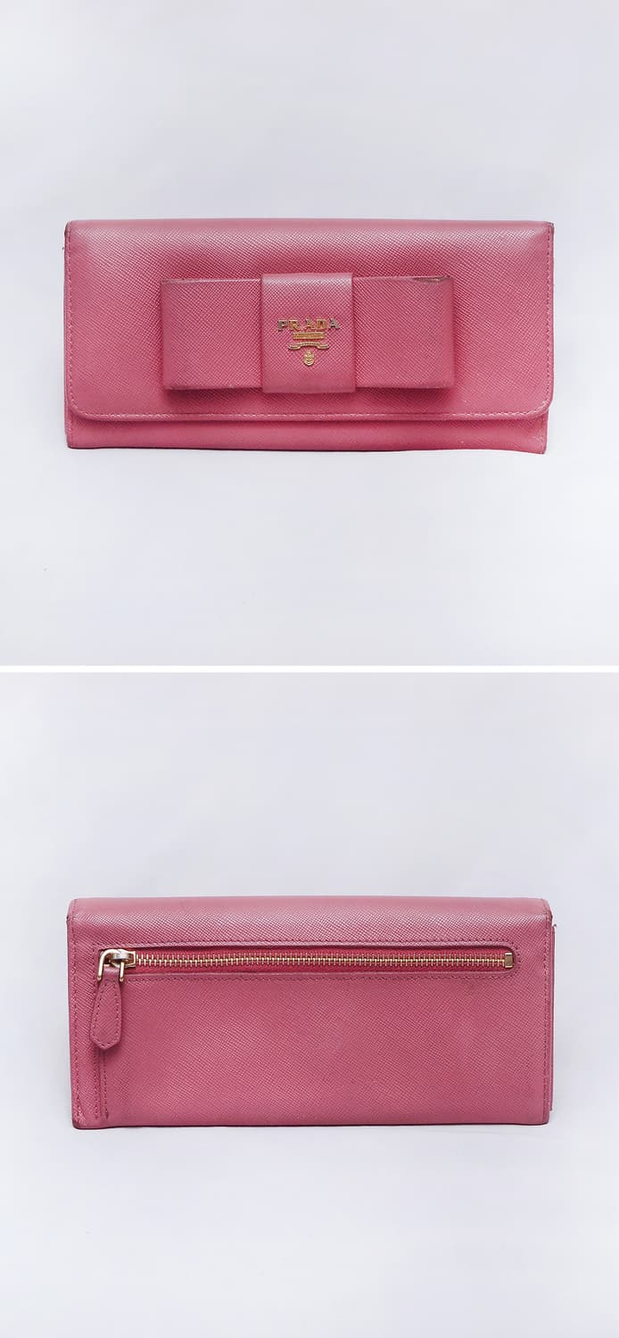 프라다 (PRADA) 사피아노 리본 피오니 핑크 플랩 장지갑 상품이미지2