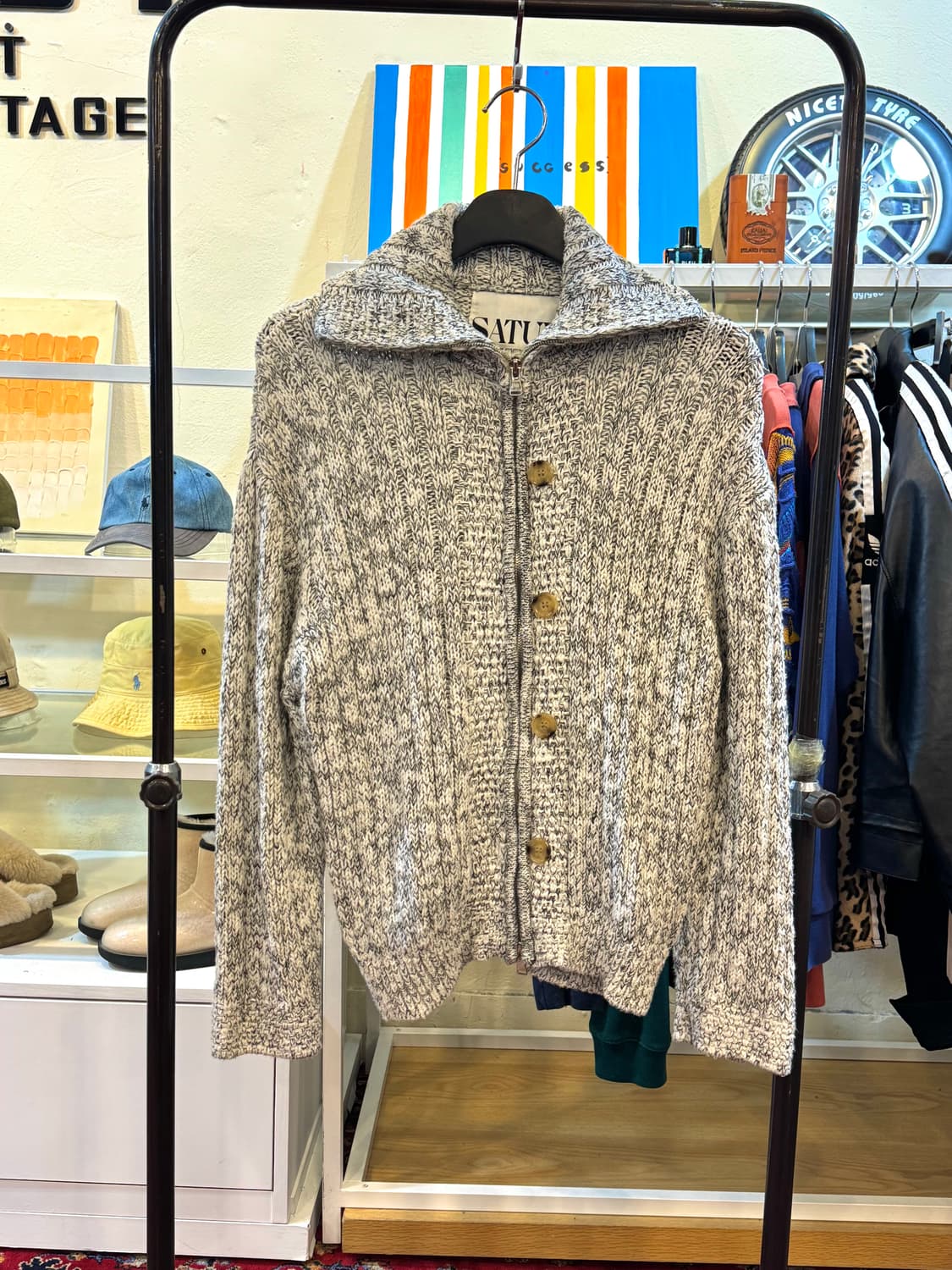 satur 테오 투톤 니트집업 상품이미지1