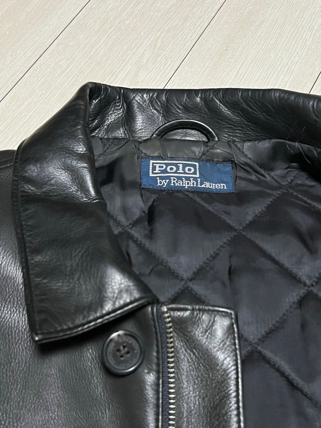 90s 폴로랄프로렌 풀그레인레더 블랙 카코트 100사이즈 상품이미지8