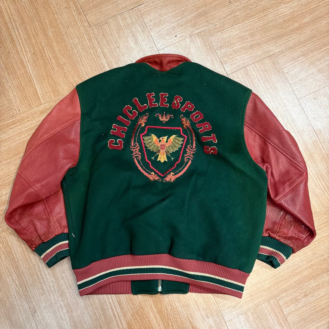 90s 칙리 레더 울 바시티 자켓 상품이미지9