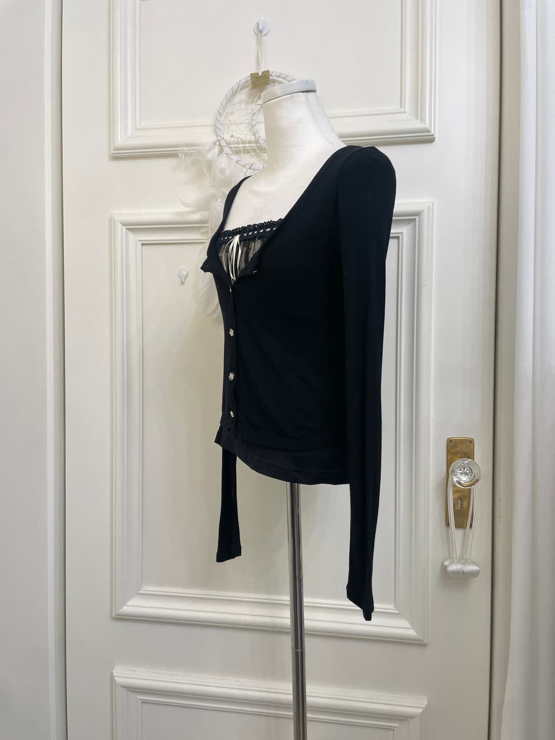 black basic soft cardigan&lace bow fairy 상품이미지2