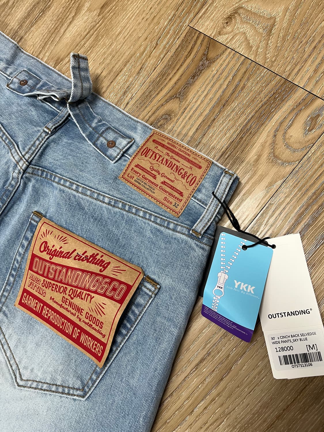 (새상품) 아웃스탠딩 30s 신치백 와이드 셀비지데님 32 상품이미지2
