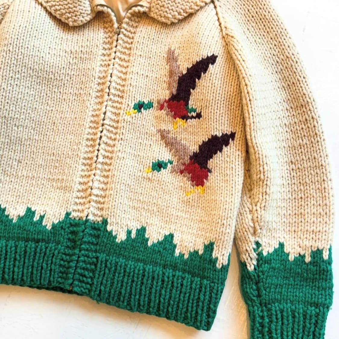 60’s 청둥오리 핸드메이드 니트 집업 상품이미지6