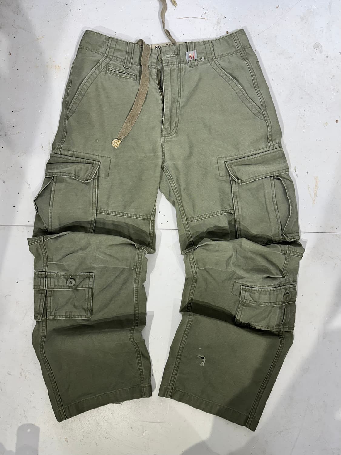 빈티지 카키 유틸리티 멀티 포켓 와이드 카고 팬츠  상품이미지4