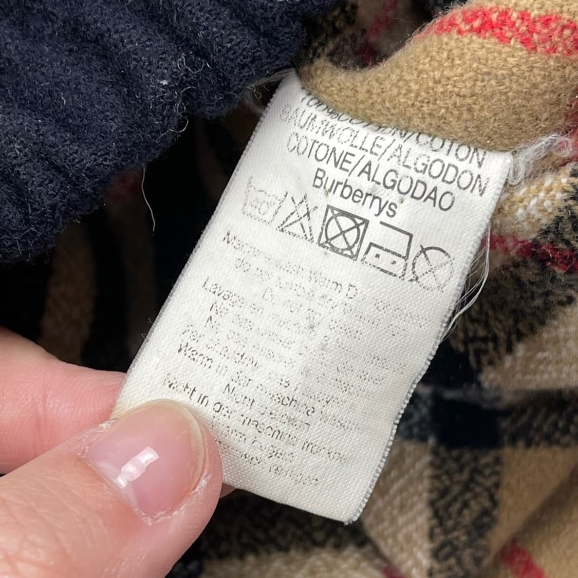 버버리 안감체크 네이비 모직 블루종 상품이미지7